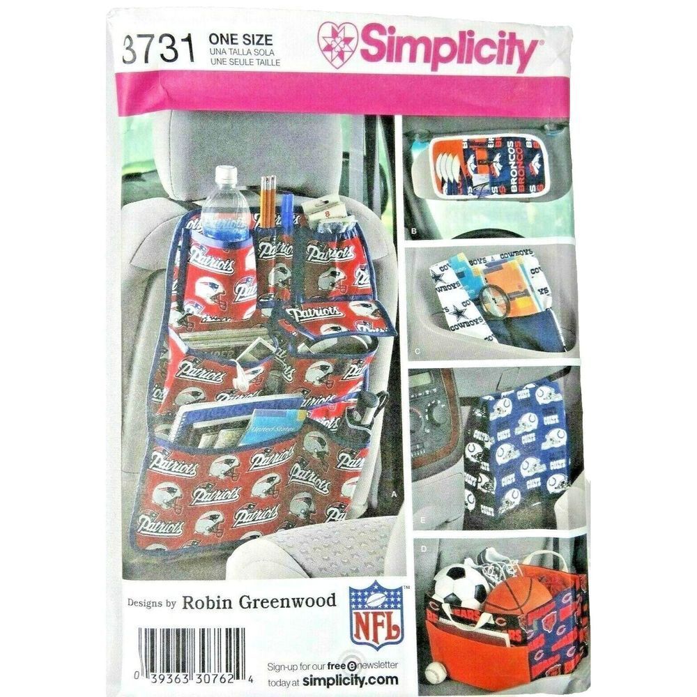 Car Organizer 2007 Simplicity Pattern 3731 Back Seat Storage Trunk Box Uncut